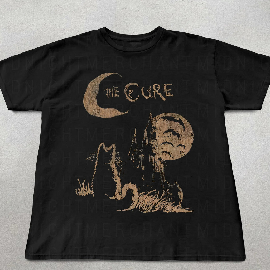 The Cure Cat Tee, 90s Alt Indie Rock, Unisex Shirt Cat Lover Gifts, The Cure Fan Gifts, Band Tee, The Cure Graphic Tee Men Tee