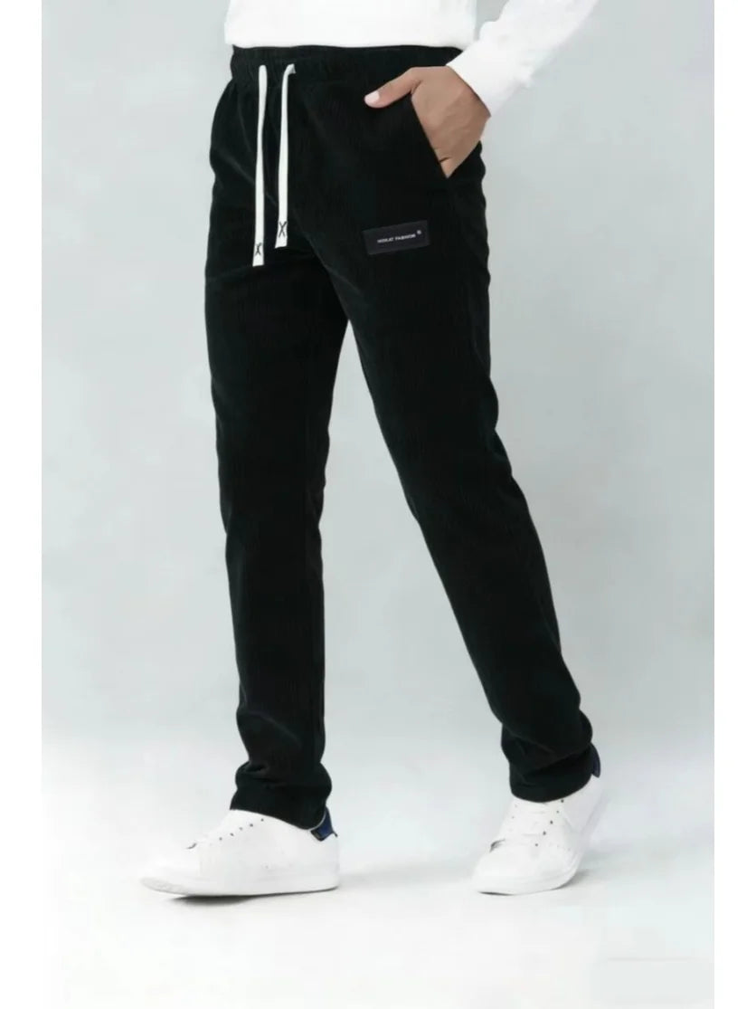 2026 spring autumn Men Casual Loose Drawstring Pants Fashion Sweatpants solid-color Corduroy trousers jogger training men Pants