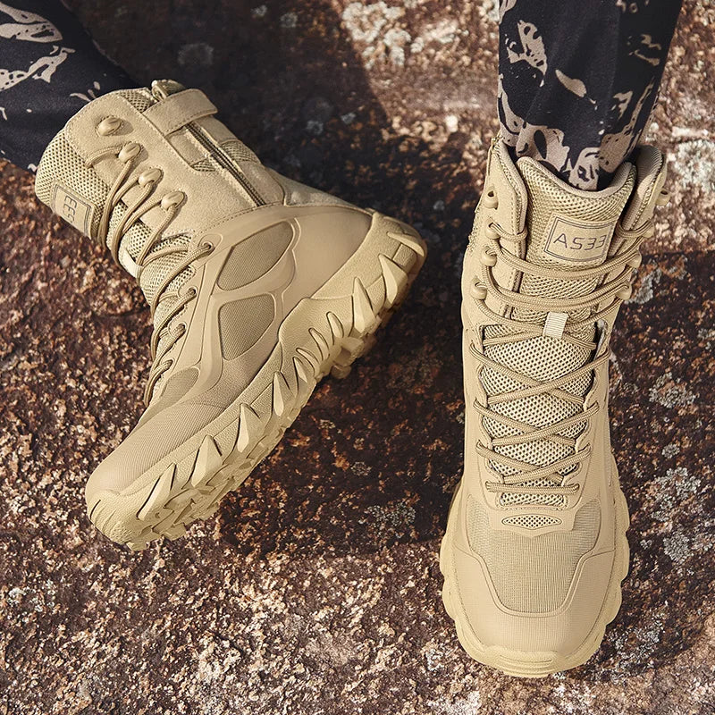 Men Tactical Boot Safety Anti-Slip Military Brand Hunting Hiking Shoes High Quality Desert Motorcycle Unisex Army Climbing Shoes