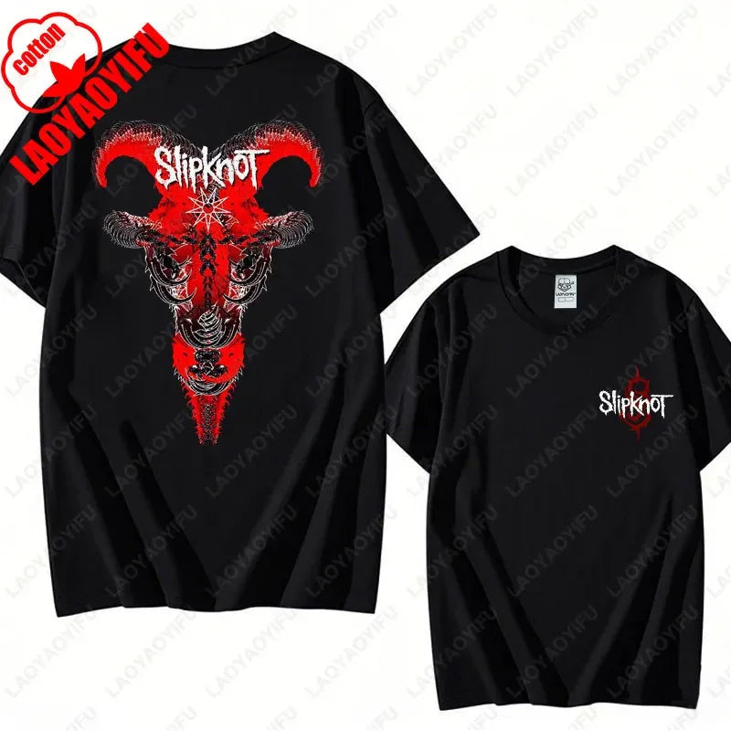 Prepare for Hell Tour Shirt Heavy Metal Cotton Tees Man Rock Band T-shirt Men's Slipknots Double Sided Print Short-sleeve Tops