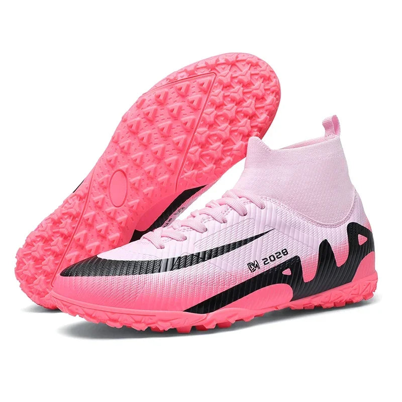 Fashion Pink Soccer Shoes Men's  Professional Lightweight Sock Football Boots Outdoor Non-slip Original Football Cleats Sneakers