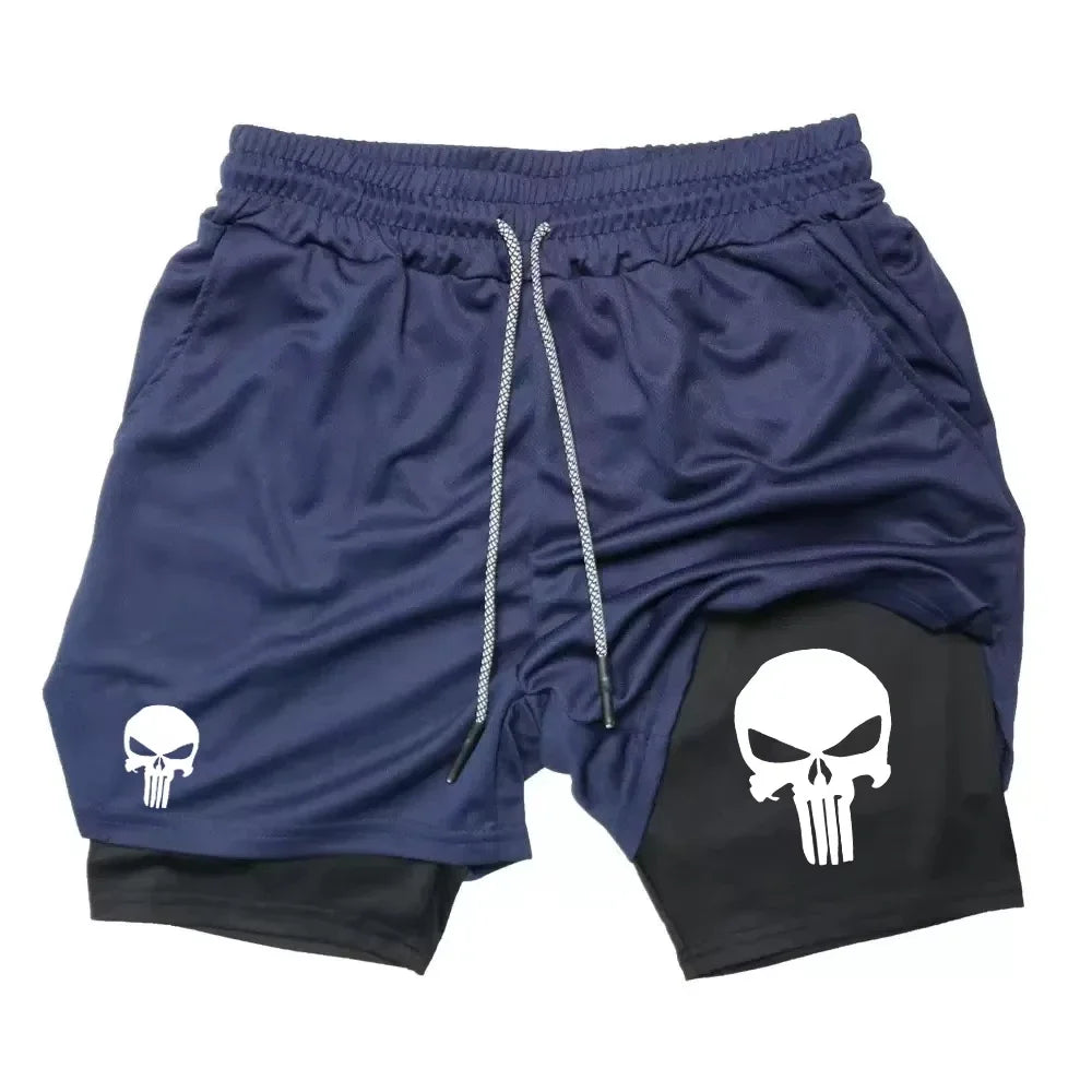 Summer Men's 2-in-1 Sports Shorts with Phone Bag, Quick Drying Fitness Running Shorts