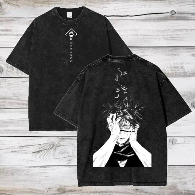 Gojo Satoru Jujutsu Kaisen T Shirt Men Women Tshirt Washed Cotton T-shirt Clothing Summer Short Sleeve Oversized Tees Streetwear