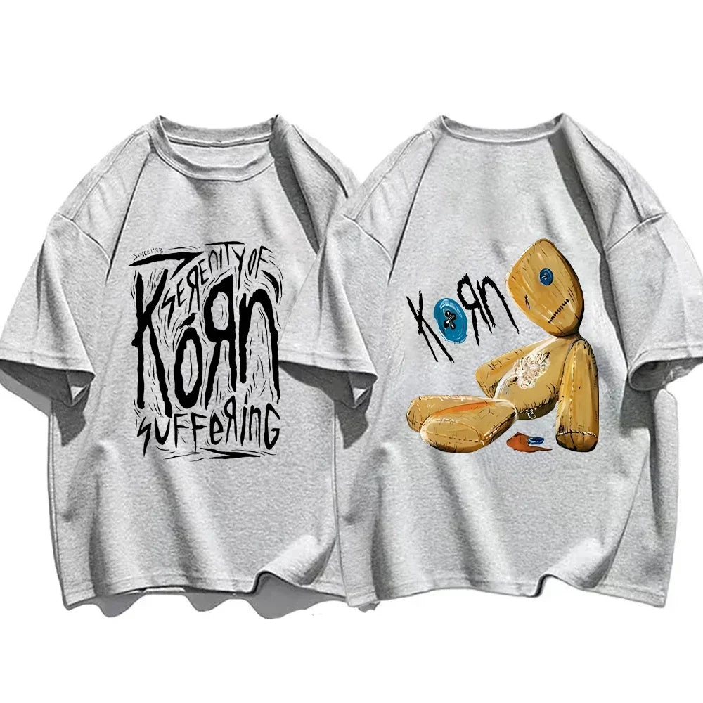 Korn Rock Band Printed T-Shirt Korn WORLD TOUR Music T Shirt for Men Women Loose Short Sleeve Summer Casual Hip Hop Streetwear