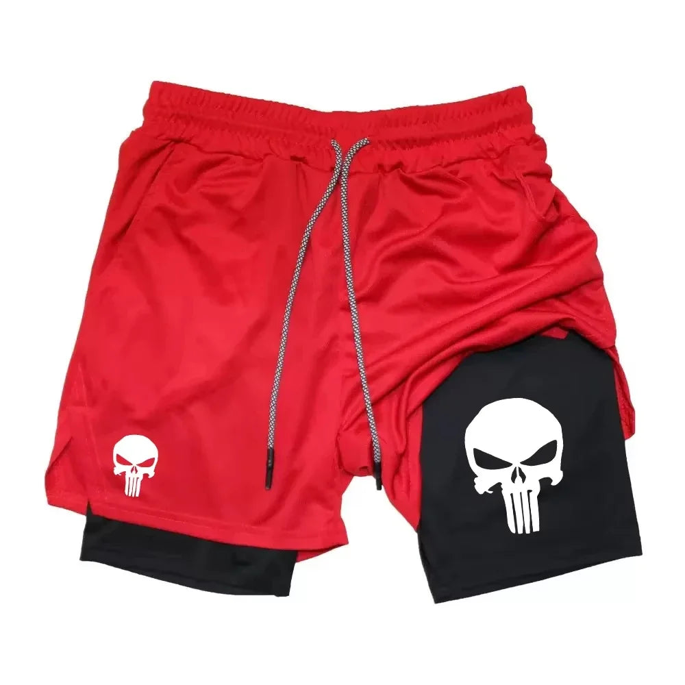 Summer Men's 2-in-1 Sports Shorts with Phone Bag, Quick Drying Fitness Running Shorts