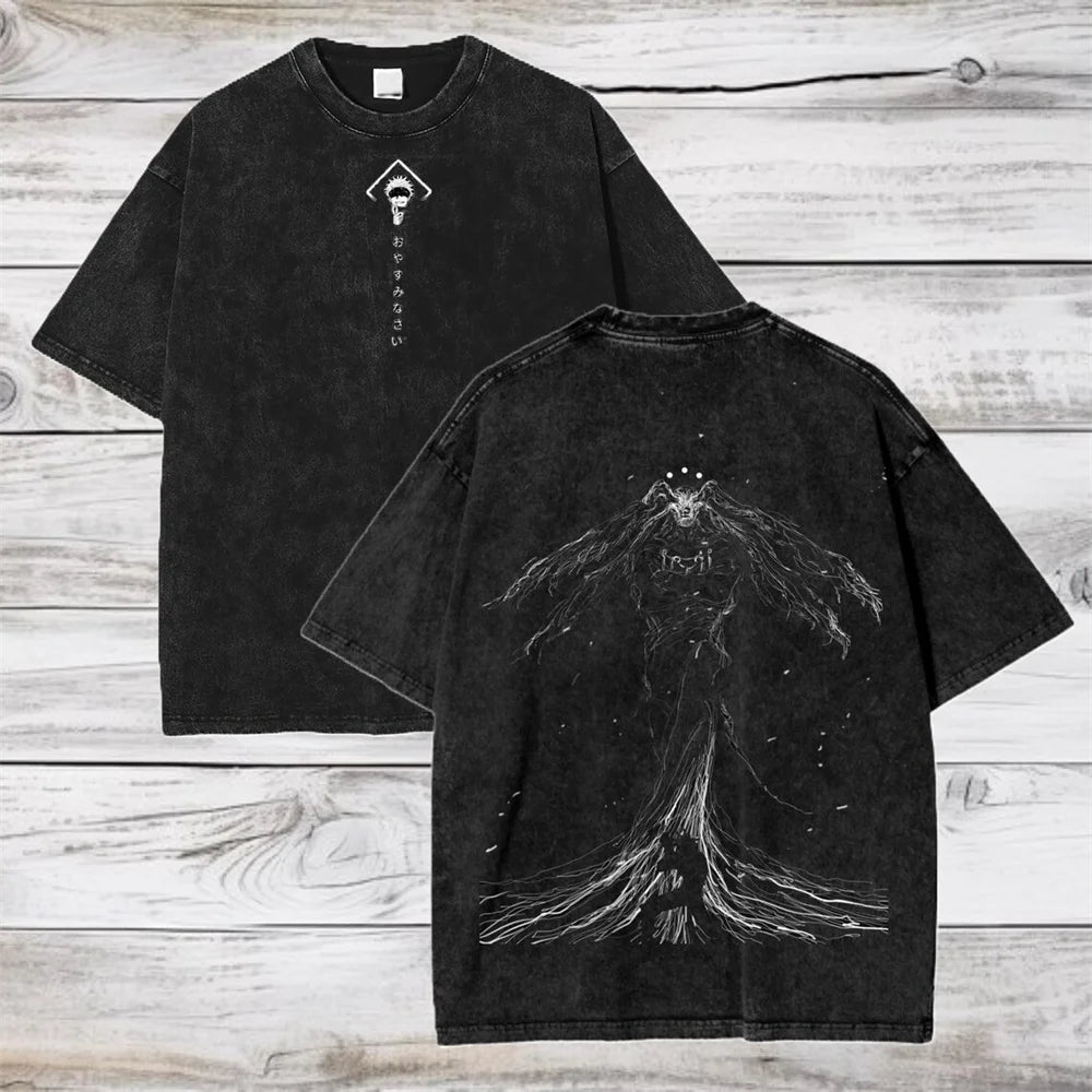 Gojo Satoru Jujutsu Kaisen Women Tshirt Washed Cotton T-shirt T Shirt Men Clothing Summer Short Sleeve Tees Streetwear