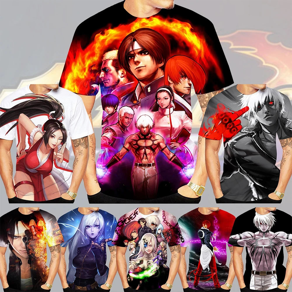 Fun fighting game creative 3D printed short sleeved T-shirt with fashionable, cool and trendy personality