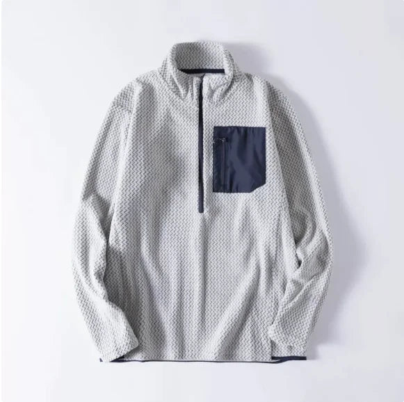 New Comfortable and Thick Men's and Women's Sports Semi-zipper Fleece Sweatshirt with Wavy Fleece and Long-sleeved Sweatshirt