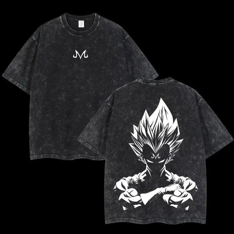 Anime Dragon Ball Cosplay Washed Goku T-Shirt Cotton Loose Large Casual Sports Vegeta Gym T-Shirt Men's Harajuku Tee Clothing