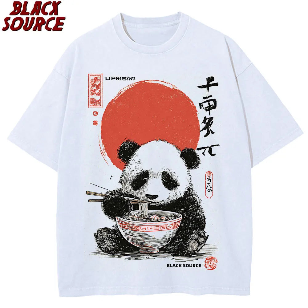 t0207 Panda Enjoying Time T Shirts Men Women Short Sleeve Oversize T Shirt Loose Summer Tee Clothes Casual Fashion Tops