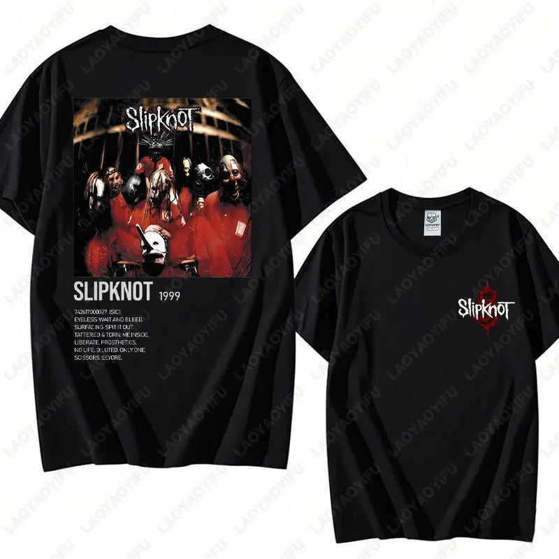 Prepare for Hell Tour Shirt Heavy Metal Cotton Tees Man Rock Band T-shirt Men's Slipknots Double Sided Print Short-sleeve Tops