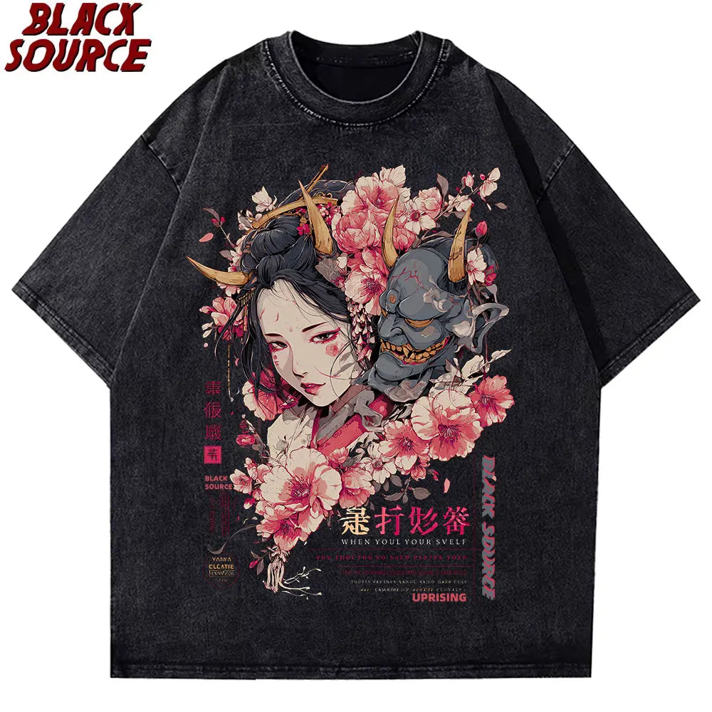 T240 Men'S Women'S Anime-Inspired Graphic T-Shirt Vibrant Dragon Floral Design Casual Summer Short Sleeve Tee Comfortable Round