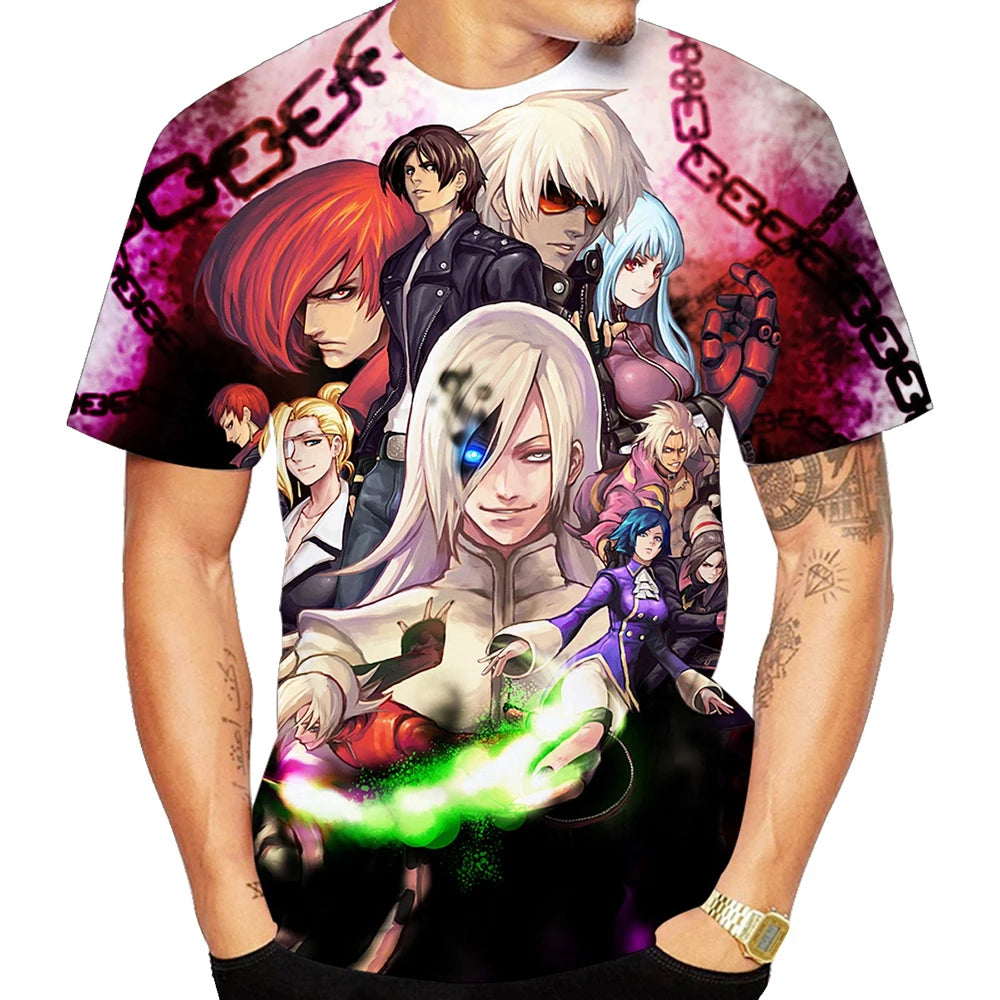 Fun fighting game creative 3D printed short sleeved T-shirt with fashionable, cool and trendy personality