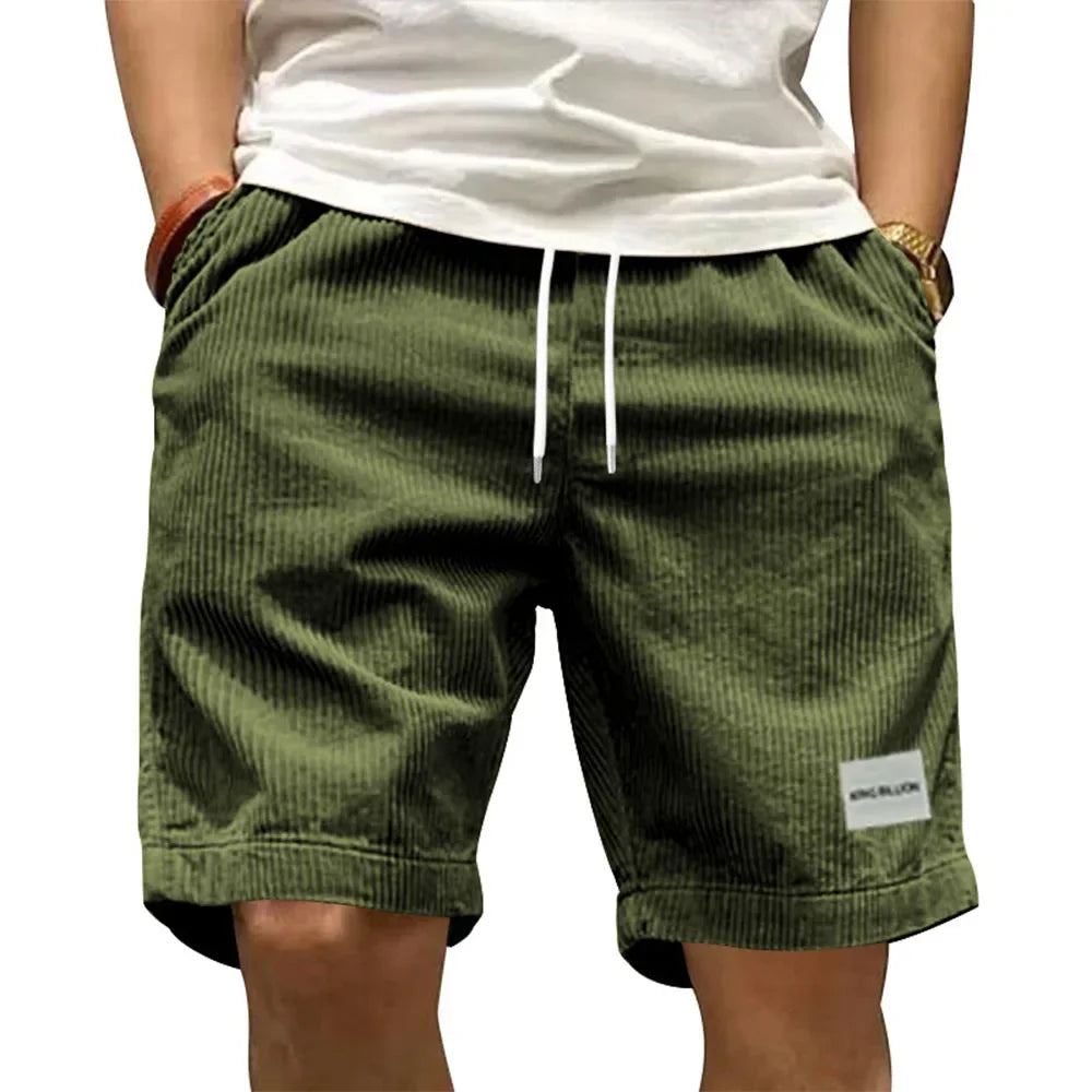 Vintage Cargo Shorts Men's Summer Trendy Retro Corduroy Short Pants Men's Casual Solid Color Shorts Sports Breathable Sweatpants