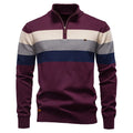 AIOPESON Men's Patchwork Pullover Sweater Cotton Casual Zipper Mock Neck Sweater for Men New Winter Fashion Warm Sweater for Men