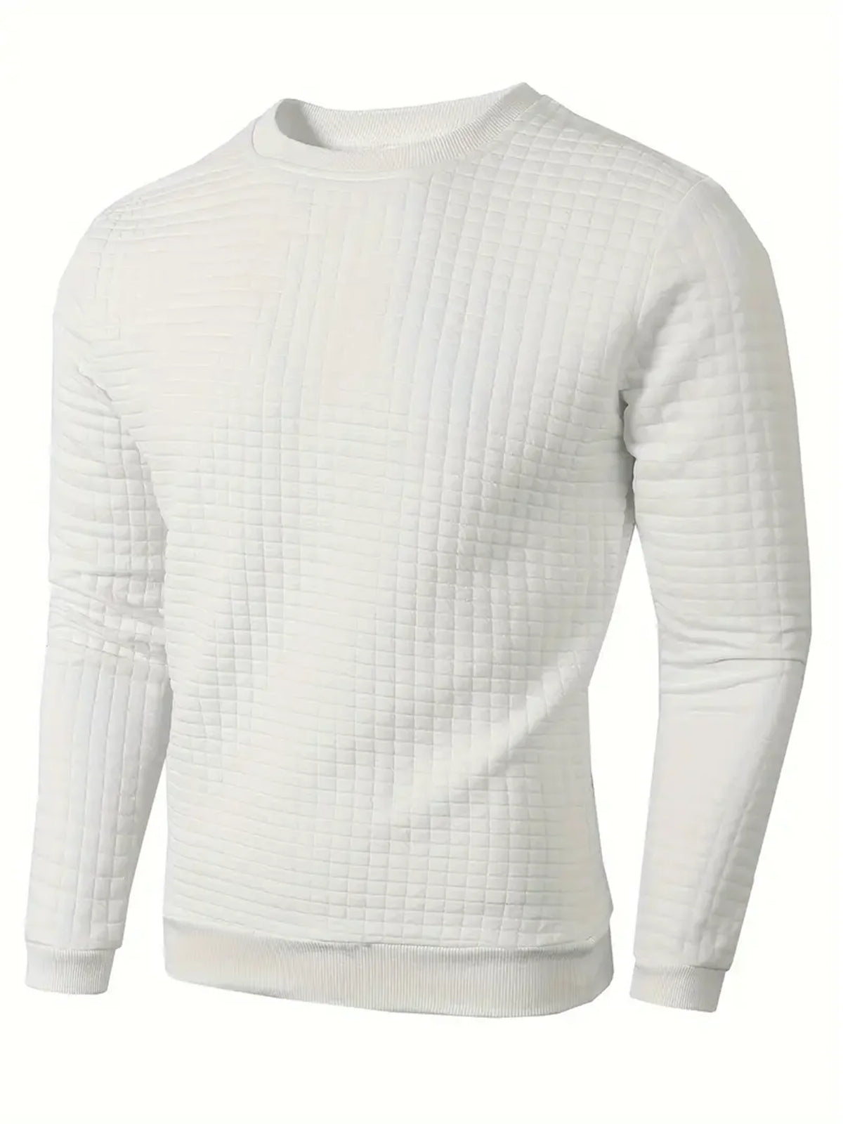 Autumn Men's Crew Neck Pullover Solid Color Casual Jacquard Check Sweatshirt Long Sleeve Warm Slim Sweaters Knitted Streetwear