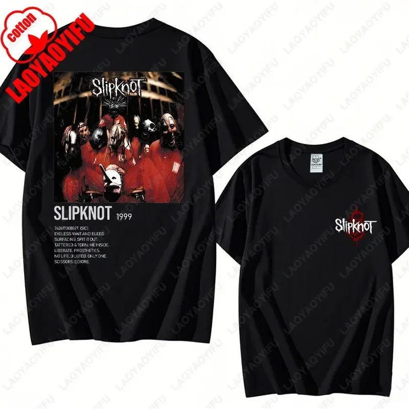 Prepare for Hell Tour Shirt Heavy Metal Cotton Tees Man Rock Band T-shirt Men's Slipknots Double Sided Print Short-sleeve Tops