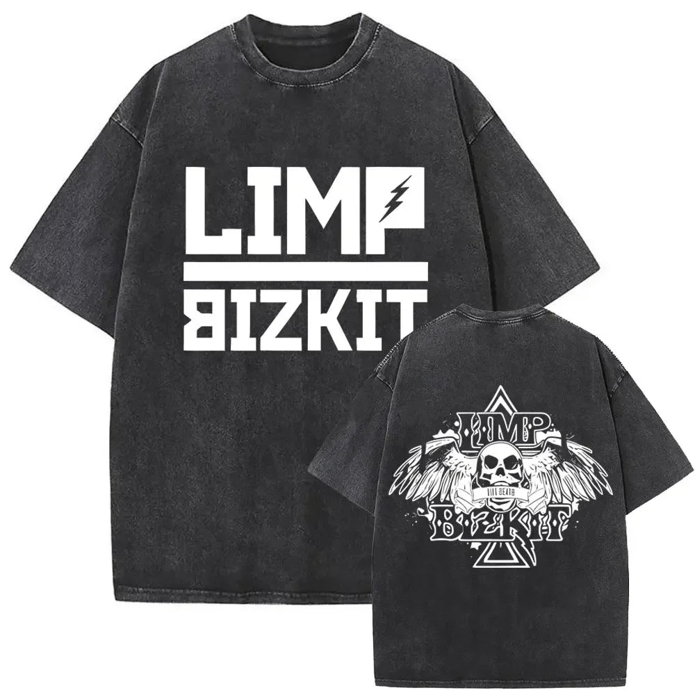 Y2k Tshirt Men Clothing Washed Vintage Rock Band Limp Bizkit Album Graphic 2025 Mens Clothes Tee Shirt Homme Graphic TShirts Men
