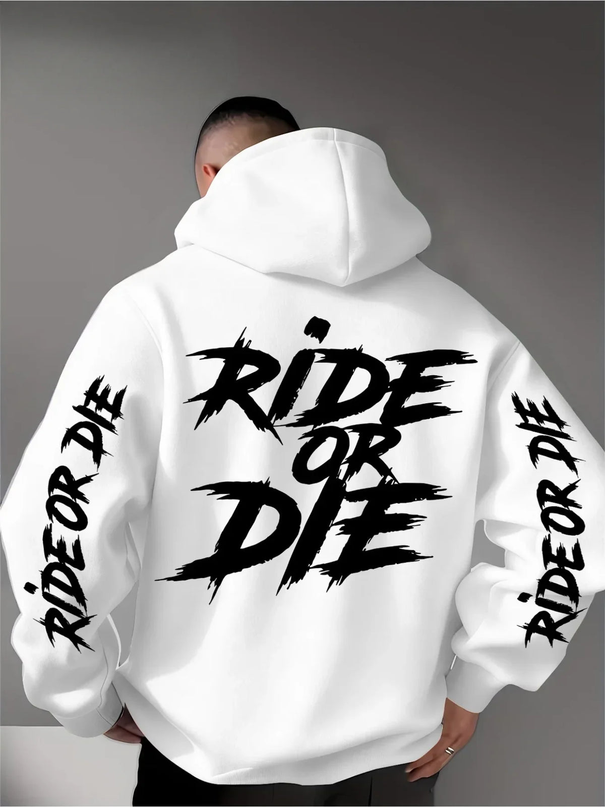 Men's Ride Or Die Graphic Hoodie Sweatshirt Oversized Streetwear Sportswear Pullover Casual Autumn Winter Hooded Top