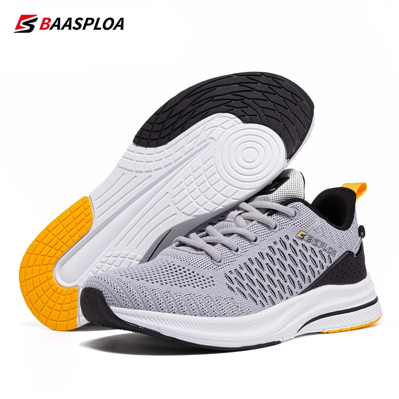 Baasploa New Running Shoes Men's Casual Lightweight Designer Mesh Sneakers Male Outdoor Breathable Lace-Up Sports Walking Shoes