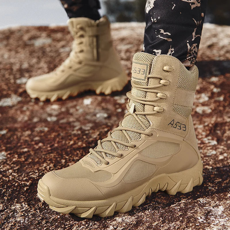 Men Tactical Boot Safety Anti-Slip Military Brand Hunting Hiking Shoes High Quality Desert Motorcycle Unisex Army Climbing Shoes