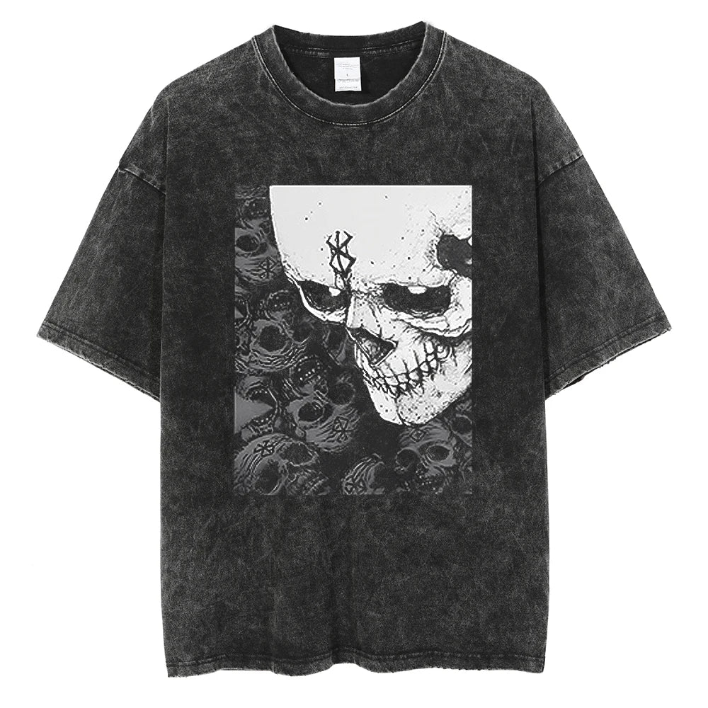 Berserk Manga Tshirt Guts Anime T Shirt For Men Women T-shirt Vintage Washed Cotton Clothing Summer Casual Short Sleeves Tees