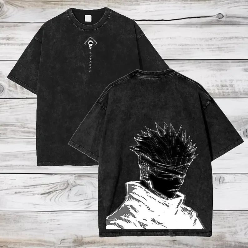 Gojo Satoru Jujutsu Kaisen T Shirt Men Women Tshirt Washed Cotton T-shirt Clothing Summer Short Sleeve  Tees Streetwear