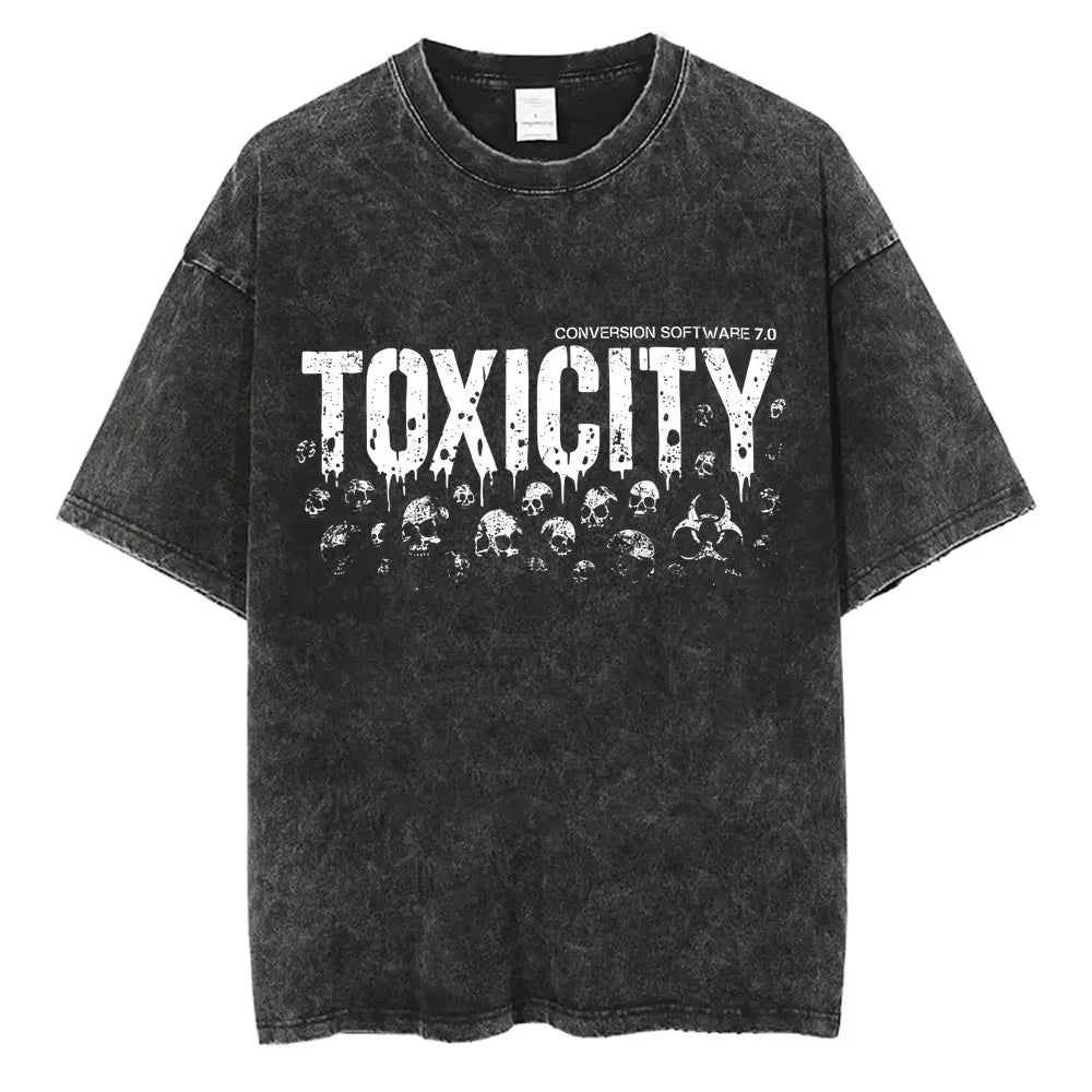 System of A Down Toxicity Album Graphic Washed T-shirts Men Women Rock Oversized T Shirt Male Vintage Alternative Metal T-shirts