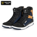 Men Motorcycle Boots Breathable Anti-fall Rider Road Racing Casual Shoes Boots Gear Shift Rubber Sole Reflective Motorbike Shoes