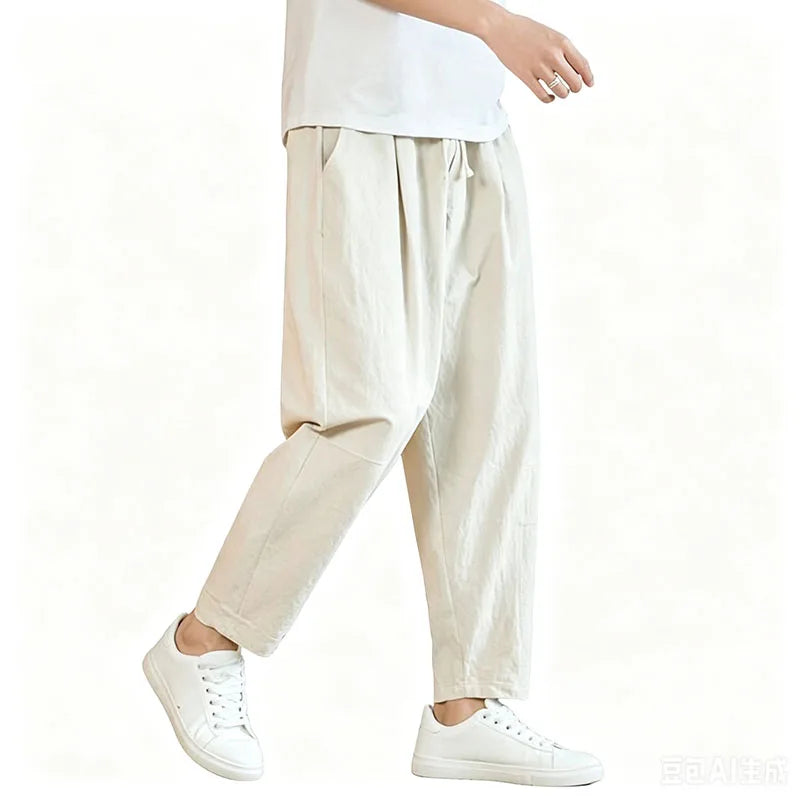 Lightweight Men's Ankel-Length Pants Solid Color Breathable Sweatpants Joggers Men Baggy Pants Streetwear Long Trousers Men
