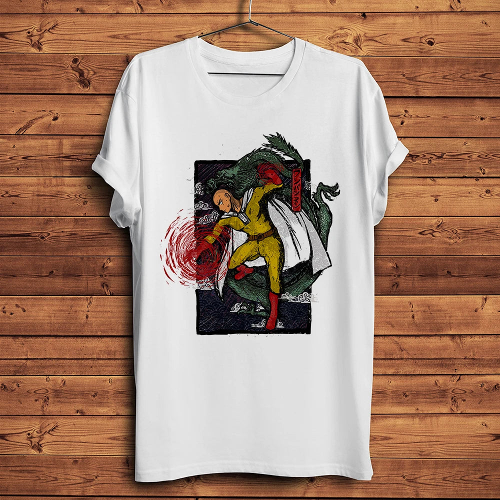 One Punch Hero, Saitama, OK MAN, Funny Anime Tshirt, Men White Casual Short Sleeve T-Shirt, Unisex Streetwear, Manga Tee