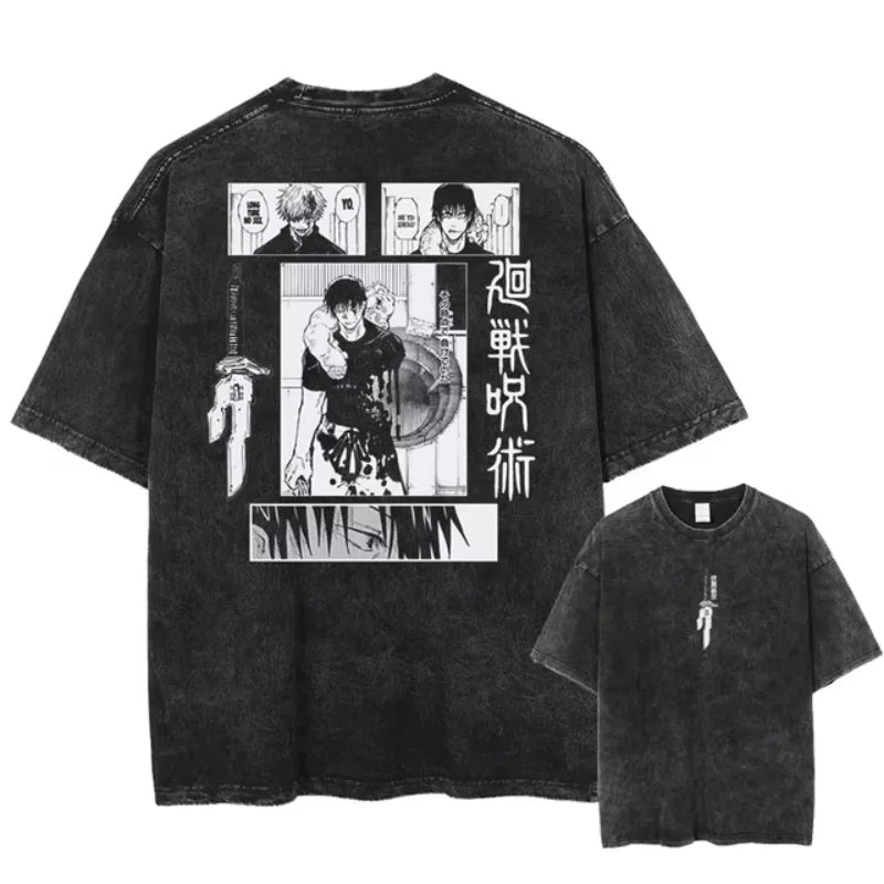 Fushiguro Toji Printed T Shirt Anime Jujutsu Kaisen Tshirt Men Women Casual Loose T-shirts Washed Cotton Tee Harajuku Male Tops