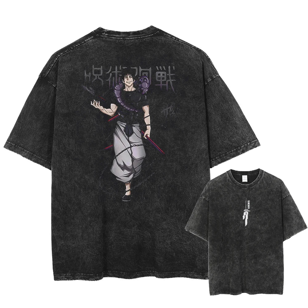 2026 Anime Jujutsu Kaisen Fushiguro Toji Printed T-shirt Men's and Women's Washed T-shirt High Quality Vintage T-shirt Tops