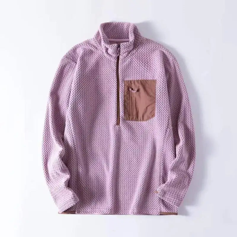 New Comfortable and Thick Men's and Women's Sports Semi-zipper Fleece Sweatshirt with Wavy Fleece and Long-sleeved Sweatshirt