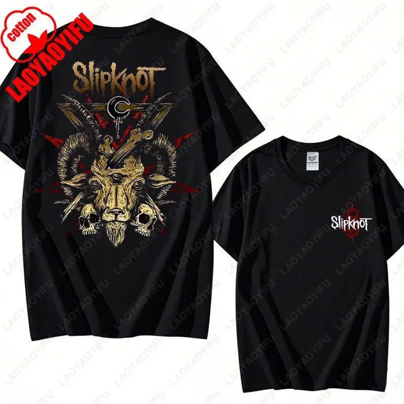 Prepare for Hell Tour Shirt Heavy Metal Cotton Tees Man Rock Band T-shirt Men's Slipknots Double Sided Print Short-sleeve Tops