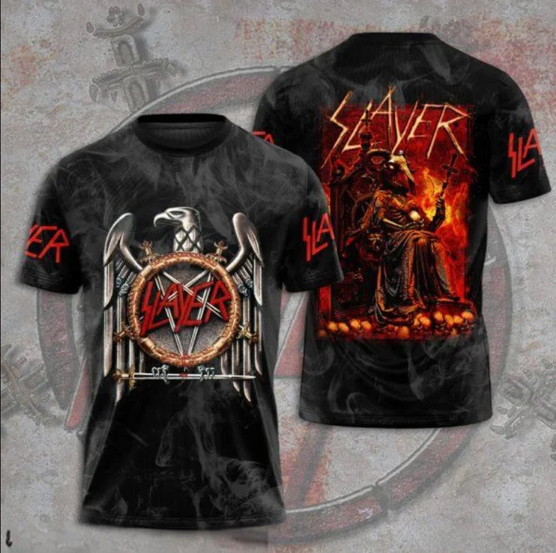 Fashion Men's T-shirt Rock Band Slayer 3D Printed t shirts Men Women Hip Hop Short Sleeve Tee Oversized Streetwear Tops Clothing
