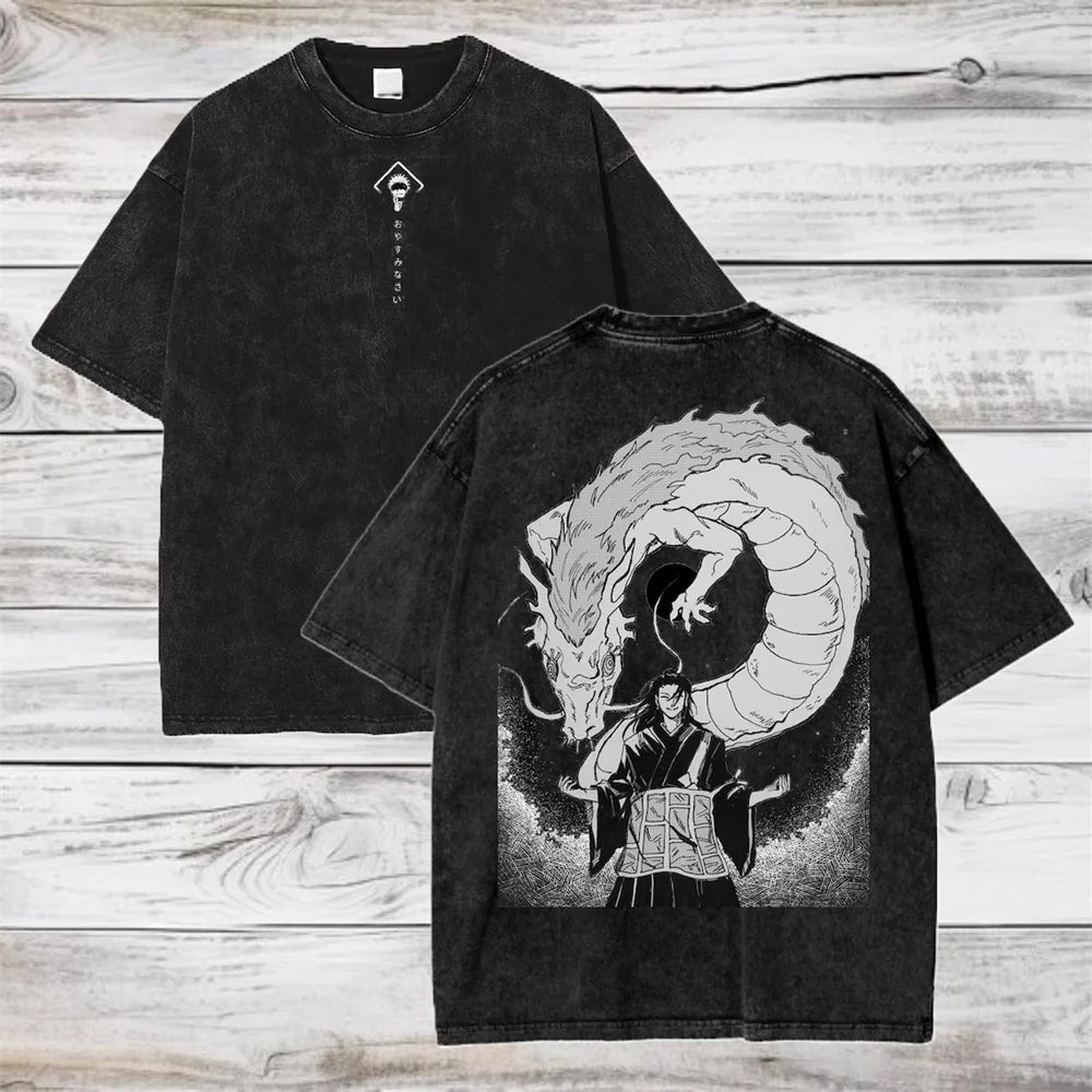 Gojo Satoru Jujutsu Kaisen Women Tshirt Washed Cotton T-shirt T Shirt Men Clothing Summer Short Sleeve Tees Streetwear