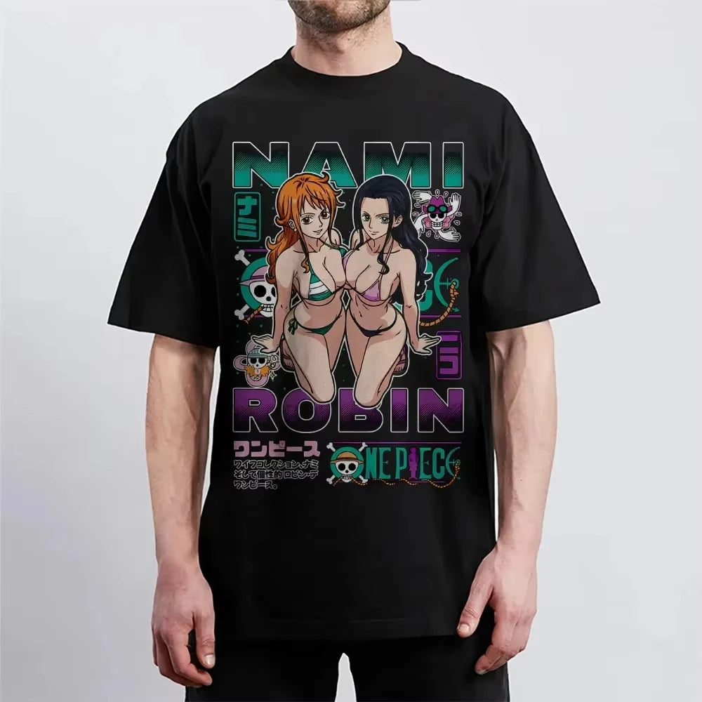 ONE PIECE Anime NAMI ROBIN Printed T-shirt Men's and Women's T-shirt Men's Top Sports T-shirt Men's T-shirt Summer Tee 2026