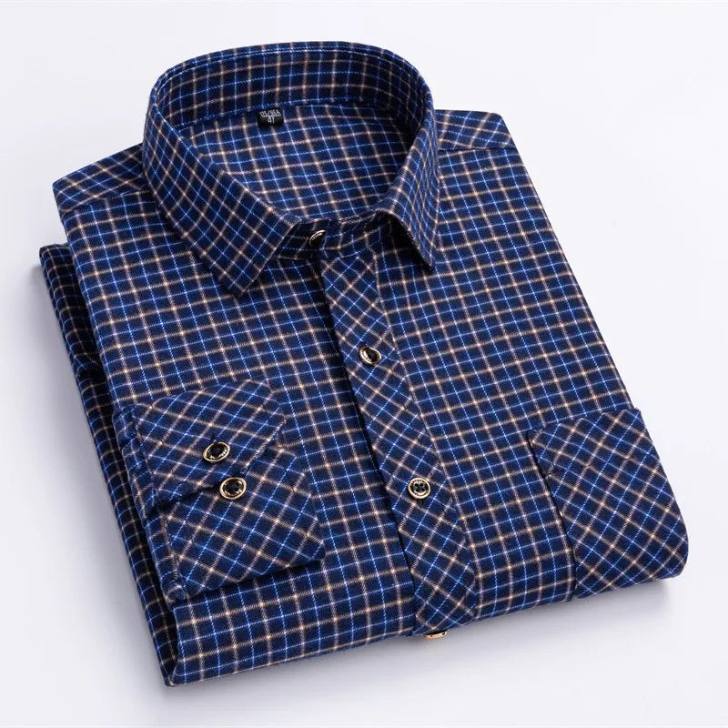 2024 New Fashion Men's Plaid Shirt Long Sleeve Cotton Regular Fit Men Casual Flannel Shirts Leisure Autumn Male Blouse Clothing