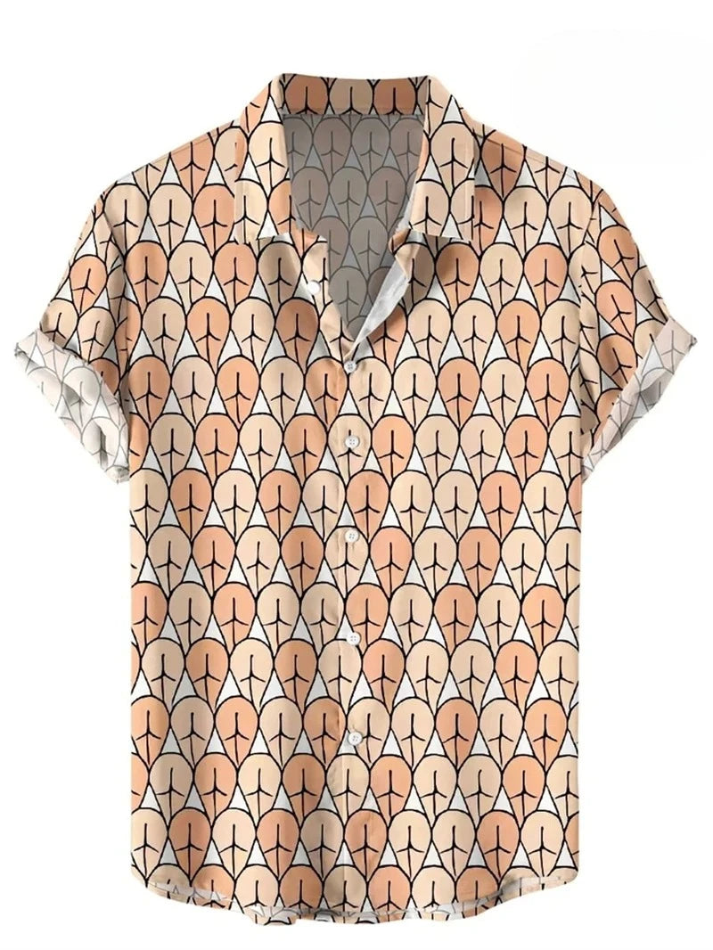 Vintage Button Up Shirt Man 3d Map Printed Short Sleeve Hawaiian Shirt Lapel Men's Clothing Casual Fashion Tops Oversized Tshirt