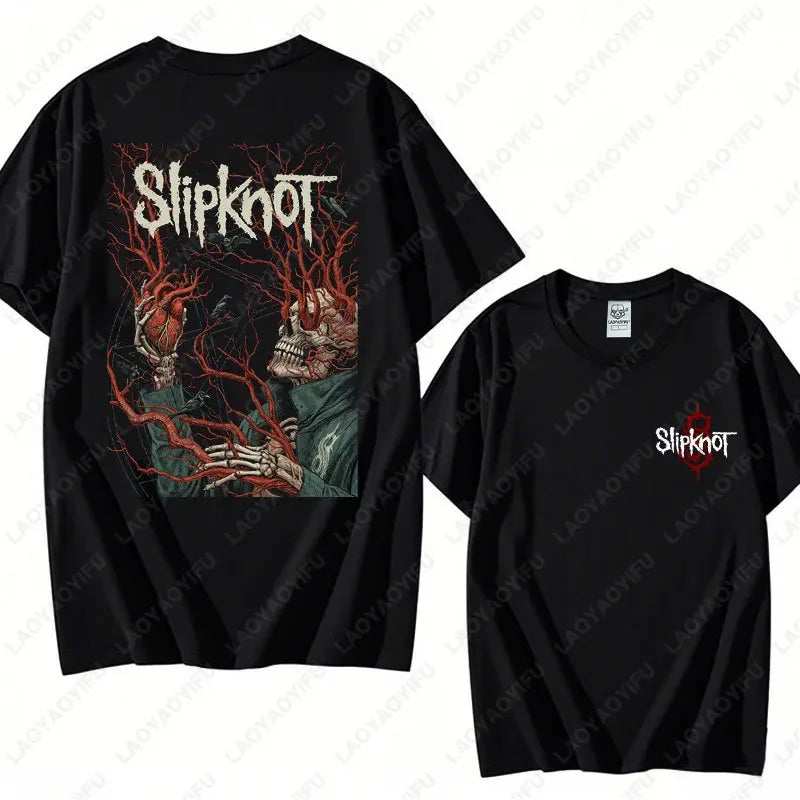 Prepare for Hell Tour Shirt Heavy Metal Cotton Tees Man Rock Band T-shirt Men's Slipknots Double Sided Print Short-sleeve Tops