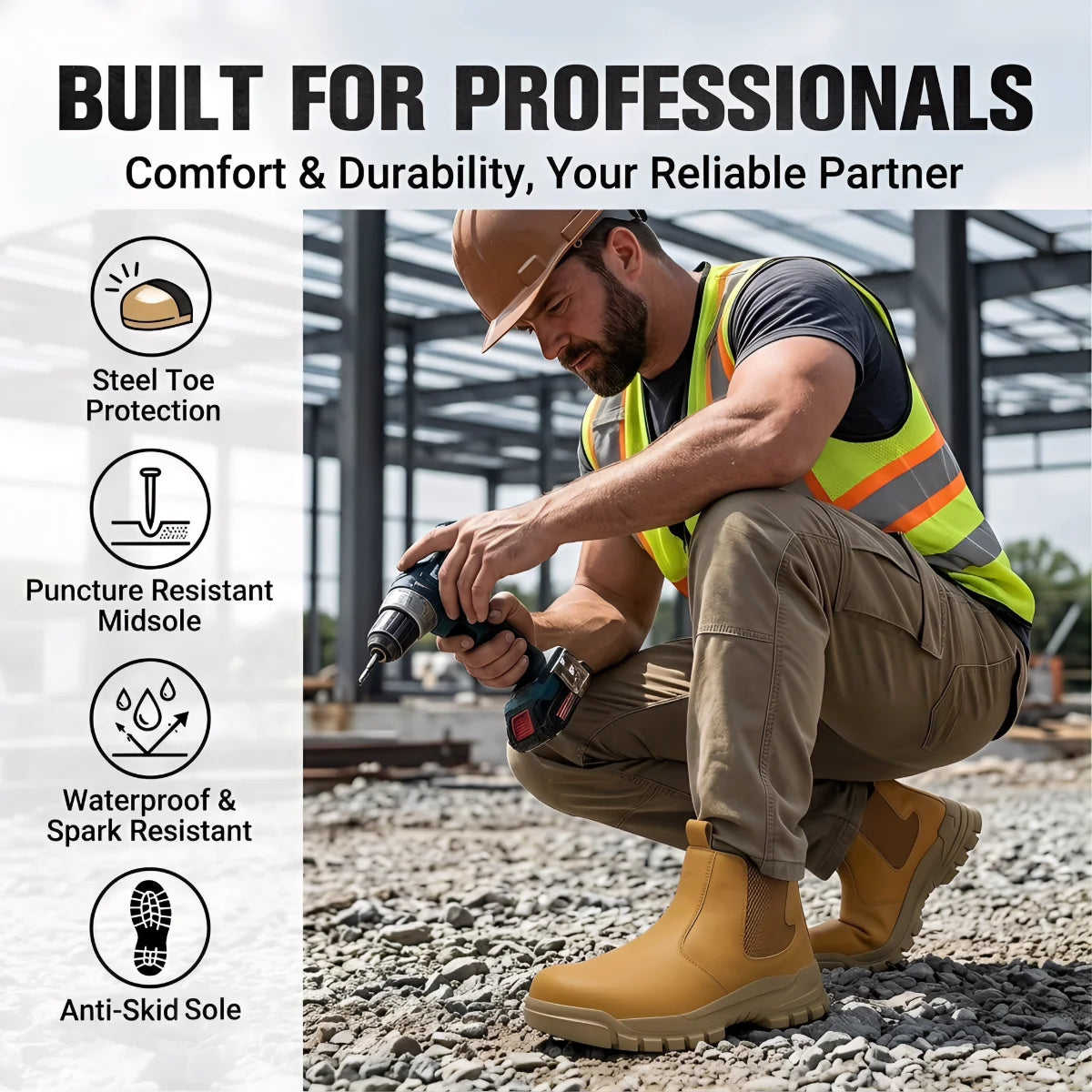 Lightweight Protection Safety Shoes Men Steel Toe Anti Smash Work Shoes Anti-puncture Indestructible Man Safety Boots Outdoor