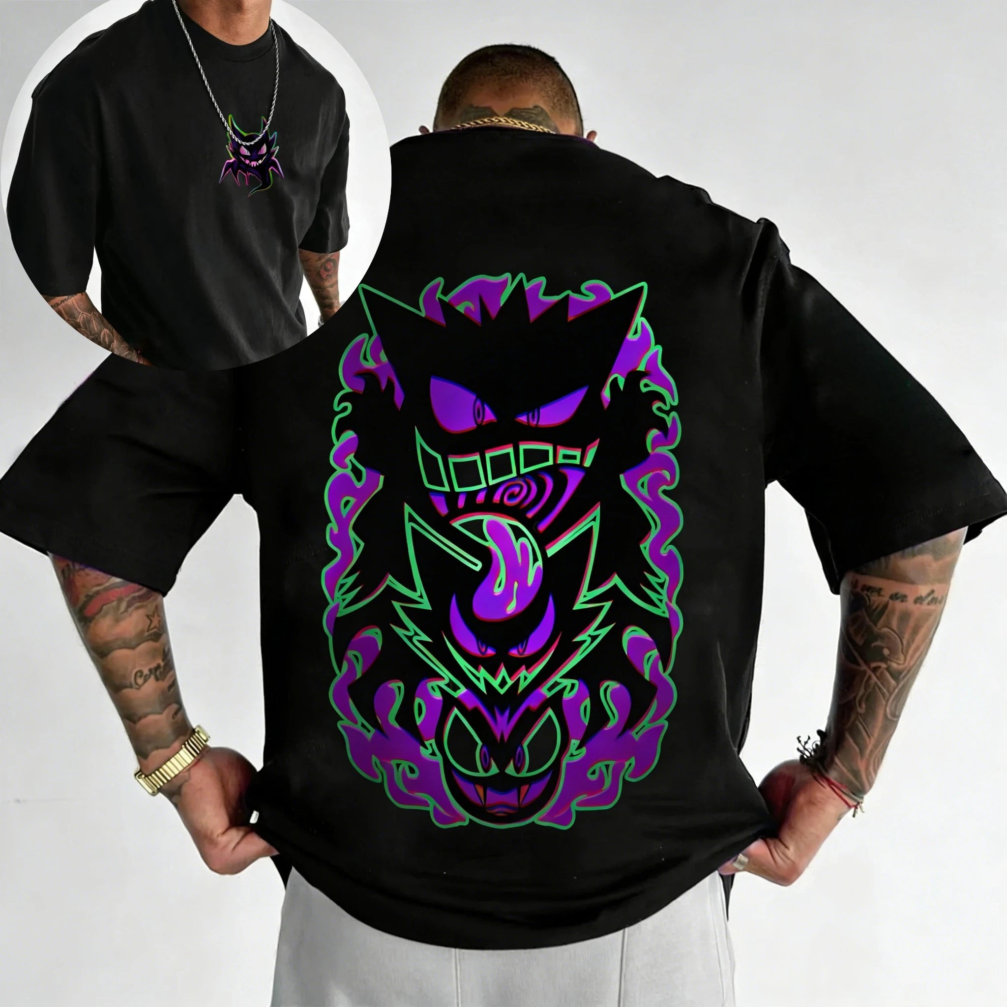 Pokémon Anime Gengar Peripheral Printed T-shirt Summer Men's and Women's T-shirt Trendy Loose Casual Y2K Short Sleeve 2026 New