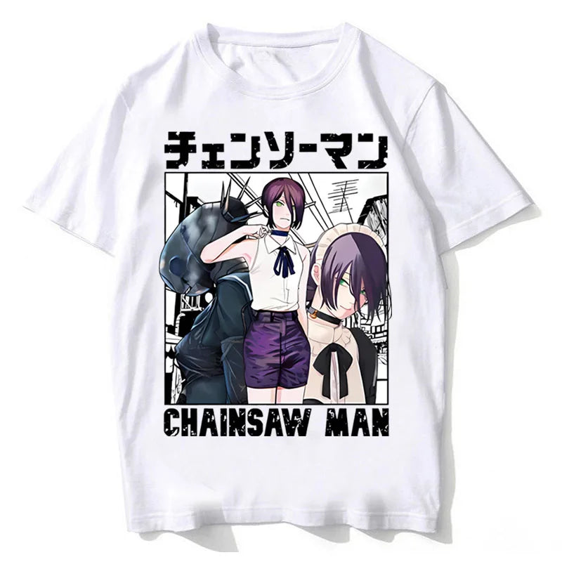Anime Chainsaw Man Reze T Shirts Kobeni T-shirt Manga Denji Power T Shirt Makima Tops Tees High Quality Cotton Tshirt
