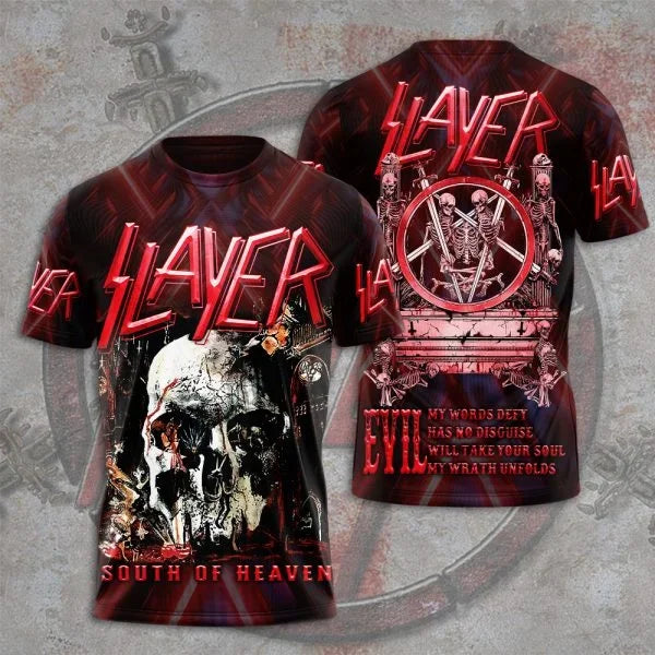 Fashion Men's T-shirt Rock Band Slayer 3D Printed t shirts Men Women Hip Hop Short Sleeve Tee Oversized Streetwear Tops Clothing