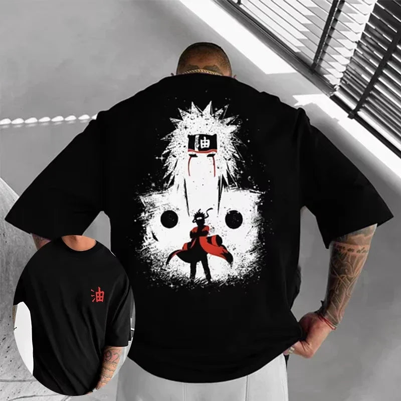 Japanese Anime Men's T-shirt Summer New Trend Hip Hop Cotton Printed Short-sleeved Casual Daily Oversized Half-sleeved Top