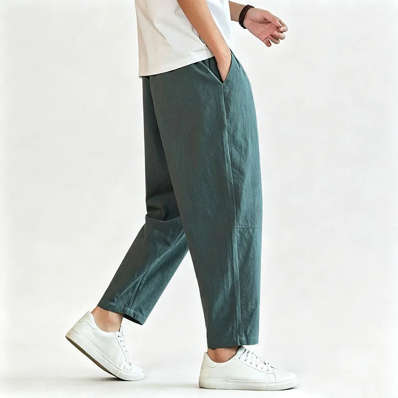 Lightweight Men's Ankel-Length Pants Solid Color Breathable Sweatpants Joggers Men Baggy Pants Streetwear Long Trousers Men