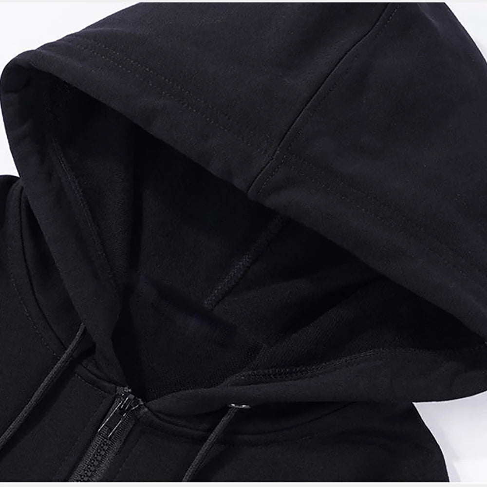 Initial D Zipper Hoodies Men's Clothing Autumn Winter Zip Up Hooded Sweatshirts Casual Vintage Loose Hoodie Jacket