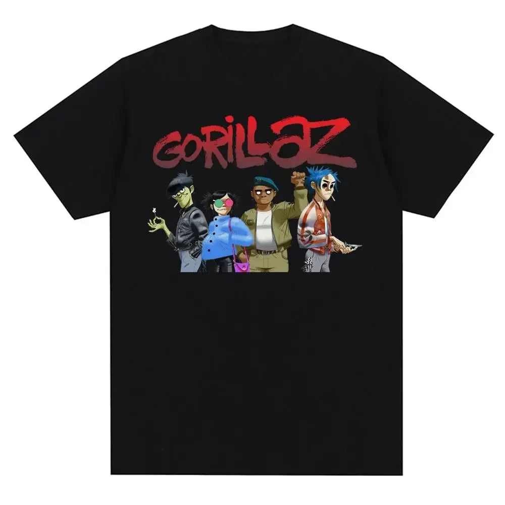 Music Band Gorillazs Punk Rock Print T Shirt 90s Casual Fashion Short Sleeve Plus Size T Shirt Unisex