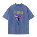 Nirvana Angel In Utero Print Vintage Washed T Shirt Rock Band Casual Top